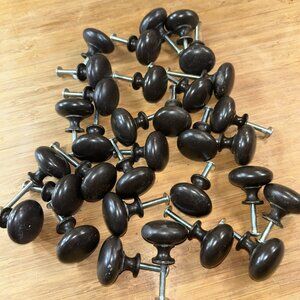 Lot 32 Metal 1 1/8" Round Brown Bronze Look Cabinet Pull Drawer Knobs W/ Screws